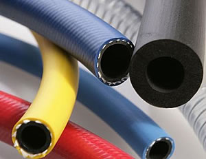 Five different color and diameter liquefied petroleum gas hose