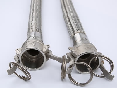 The picture shows two metal hoses installed with ring connectors.