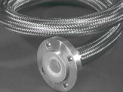 There is one teflon hose with metal flange.